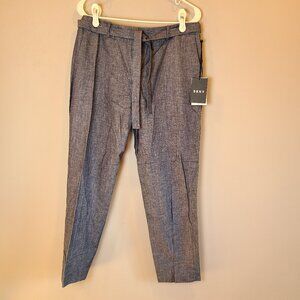 DKNY Linen Blend Chambray Pants NWT Blue Lightweight Womens 6